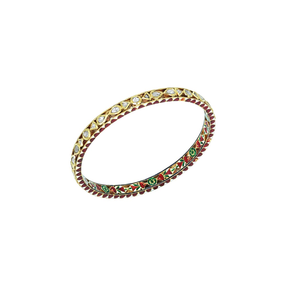 Polki Bangle with Red Enamel Details